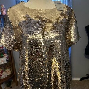 Ark & Co Shimmering Gold Sequin Top